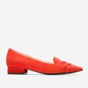 Cole Haan Suede Point Toe Block Heel Pumps in‎ Red Size 5.5